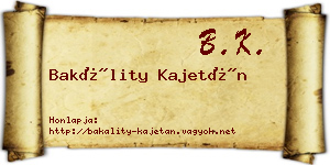 Bakálity Kajetán névjegykártya